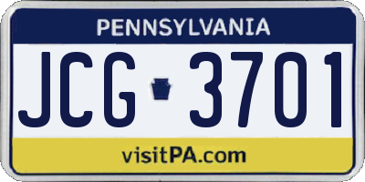 PA license plate JCG3701