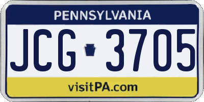 PA license plate JCG3705