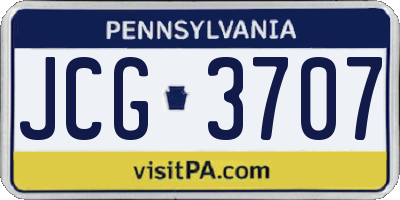 PA license plate JCG3707