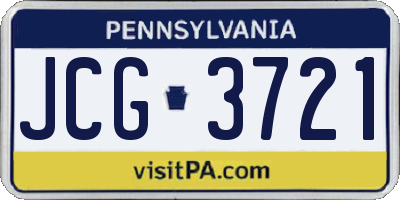 PA license plate JCG3721