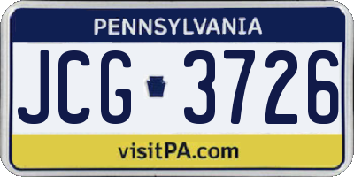 PA license plate JCG3726