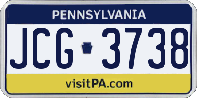 PA license plate JCG3738
