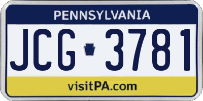 PA license plate JCG3781