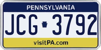 PA license plate JCG3792