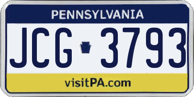 PA license plate JCG3793