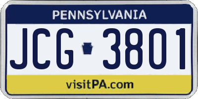 PA license plate JCG3801