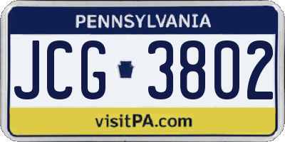 PA license plate JCG3802