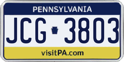 PA license plate JCG3803