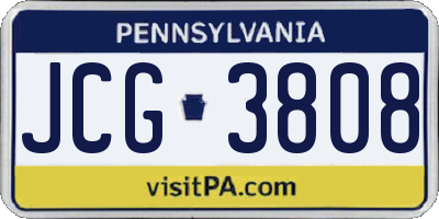 PA license plate JCG3808