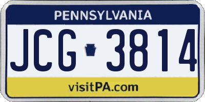 PA license plate JCG3814