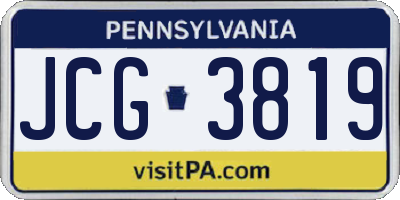 PA license plate JCG3819