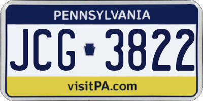 PA license plate JCG3822
