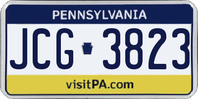 PA license plate JCG3823