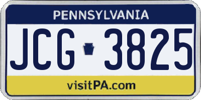 PA license plate JCG3825