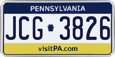 PA license plate JCG3826
