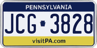 PA license plate JCG3828