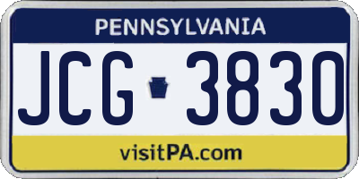 PA license plate JCG3830