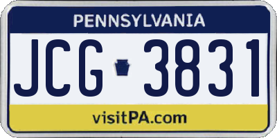 PA license plate JCG3831
