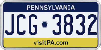 PA license plate JCG3832
