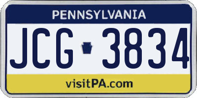 PA license plate JCG3834