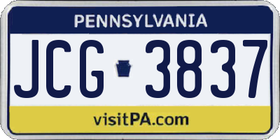 PA license plate JCG3837