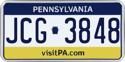 PA license plate JCG3848