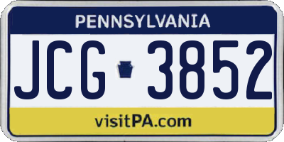 PA license plate JCG3852