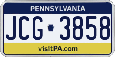PA license plate JCG3858