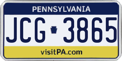 PA license plate JCG3865