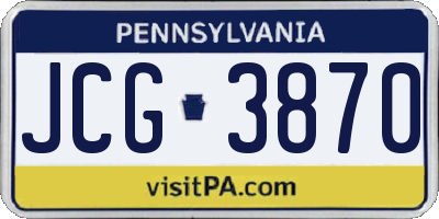PA license plate JCG3870