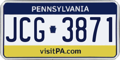 PA license plate JCG3871