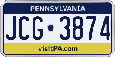 PA license plate JCG3874