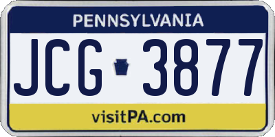 PA license plate JCG3877