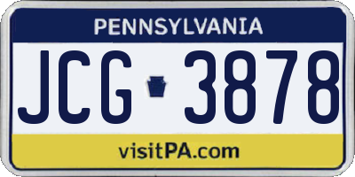 PA license plate JCG3878