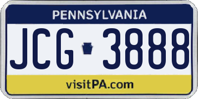 PA license plate JCG3888