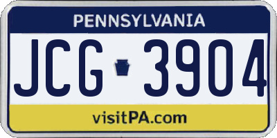 PA license plate JCG3904