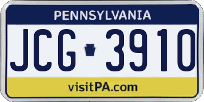 PA license plate JCG3910