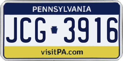 PA license plate JCG3916