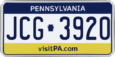 PA license plate JCG3920