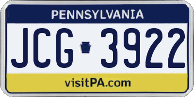 PA license plate JCG3922