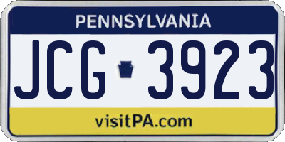 PA license plate JCG3923