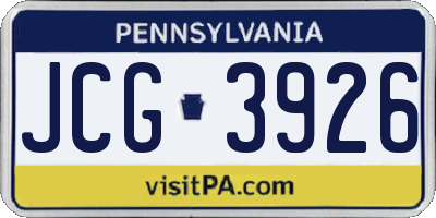 PA license plate JCG3926