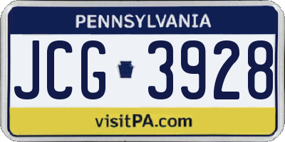 PA license plate JCG3928