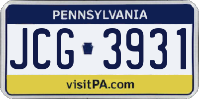 PA license plate JCG3931