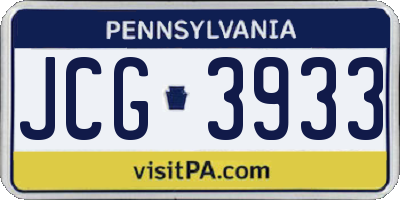 PA license plate JCG3933
