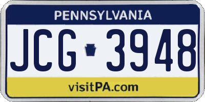 PA license plate JCG3948