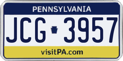 PA license plate JCG3957