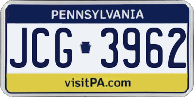 PA license plate JCG3962