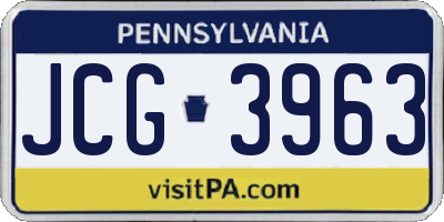 PA license plate JCG3963