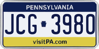 PA license plate JCG3980